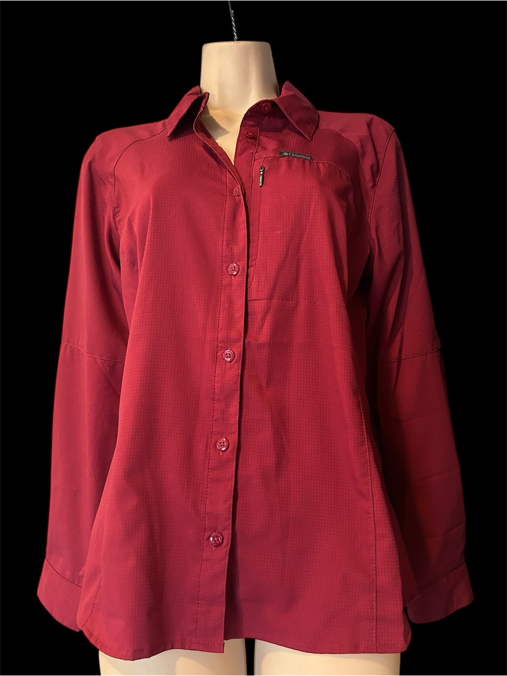 Button-Down Shirt - Deep Red Women's Long Sleeve
